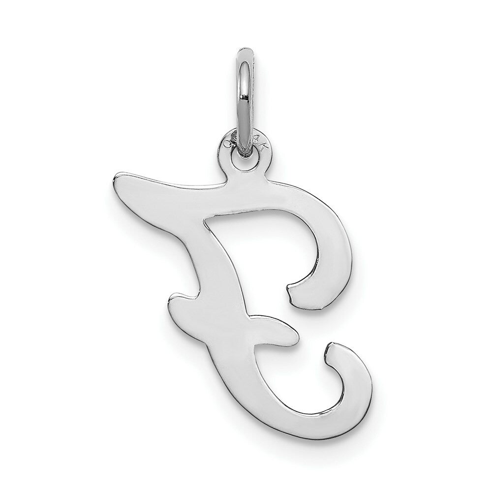 14K White Gold Initial Letter F Charm Pendant