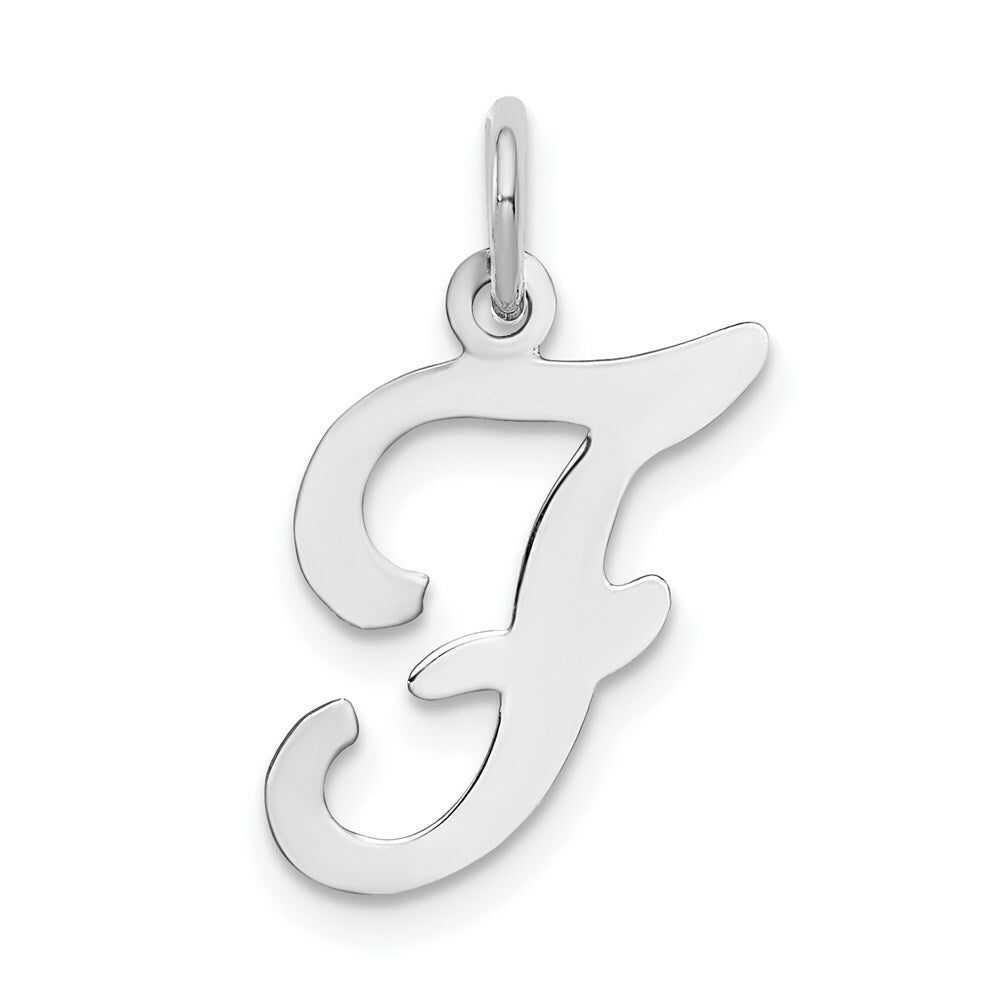 14K White Gold Initial Letter F Charm Pendant