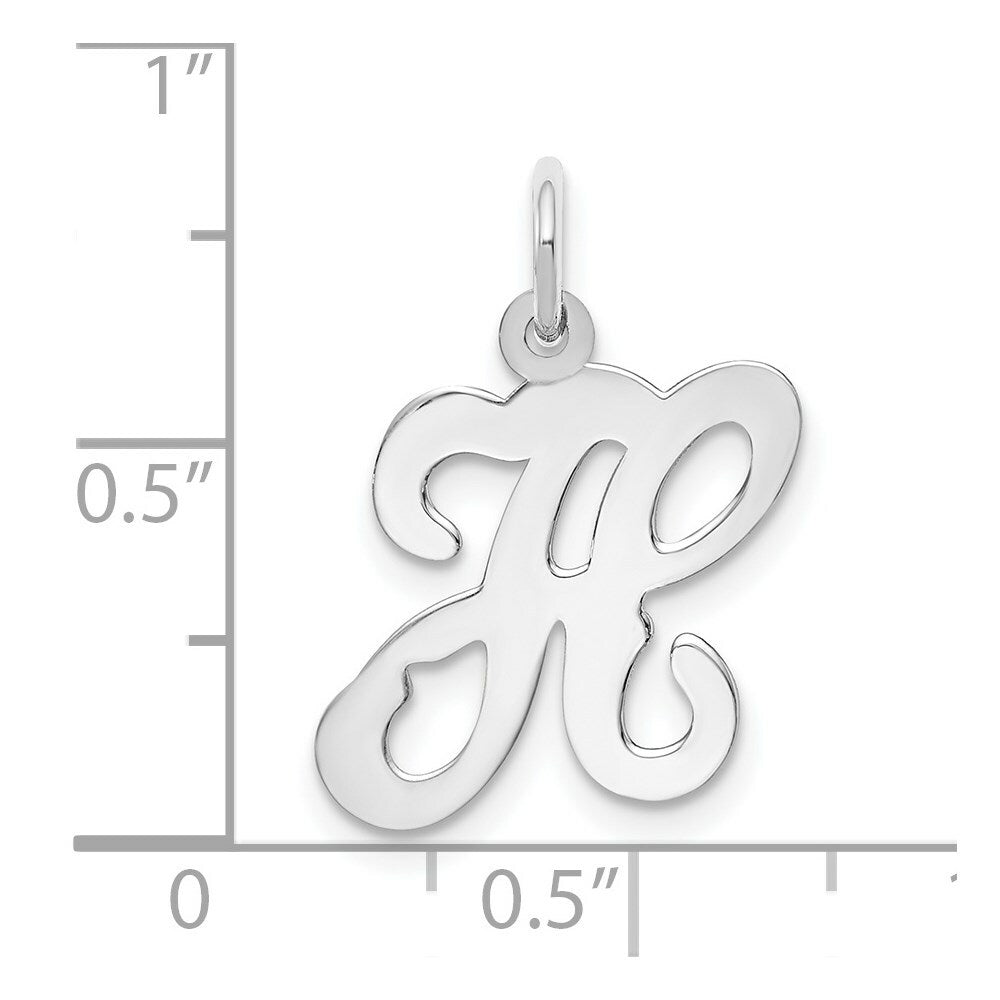 14K White Gold Initial Letter H Charm Pendant