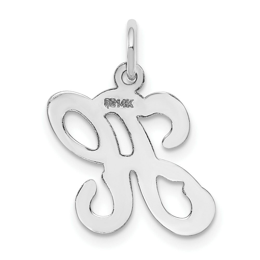 14K White Gold Initial Letter H Charm Pendant