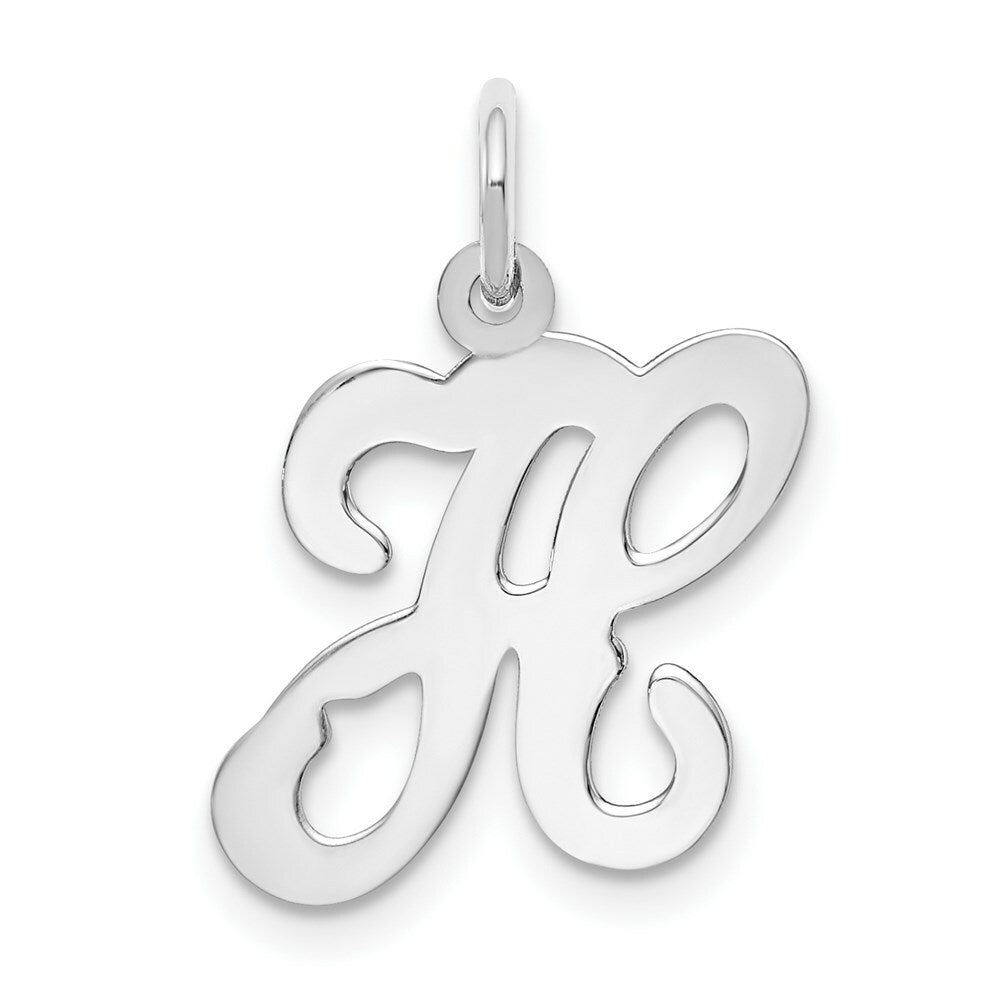 14K White Gold Initial Letter H Charm Pendant