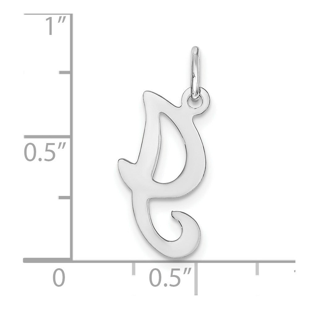 14K White Gold Initial Letter I Charm Pendant