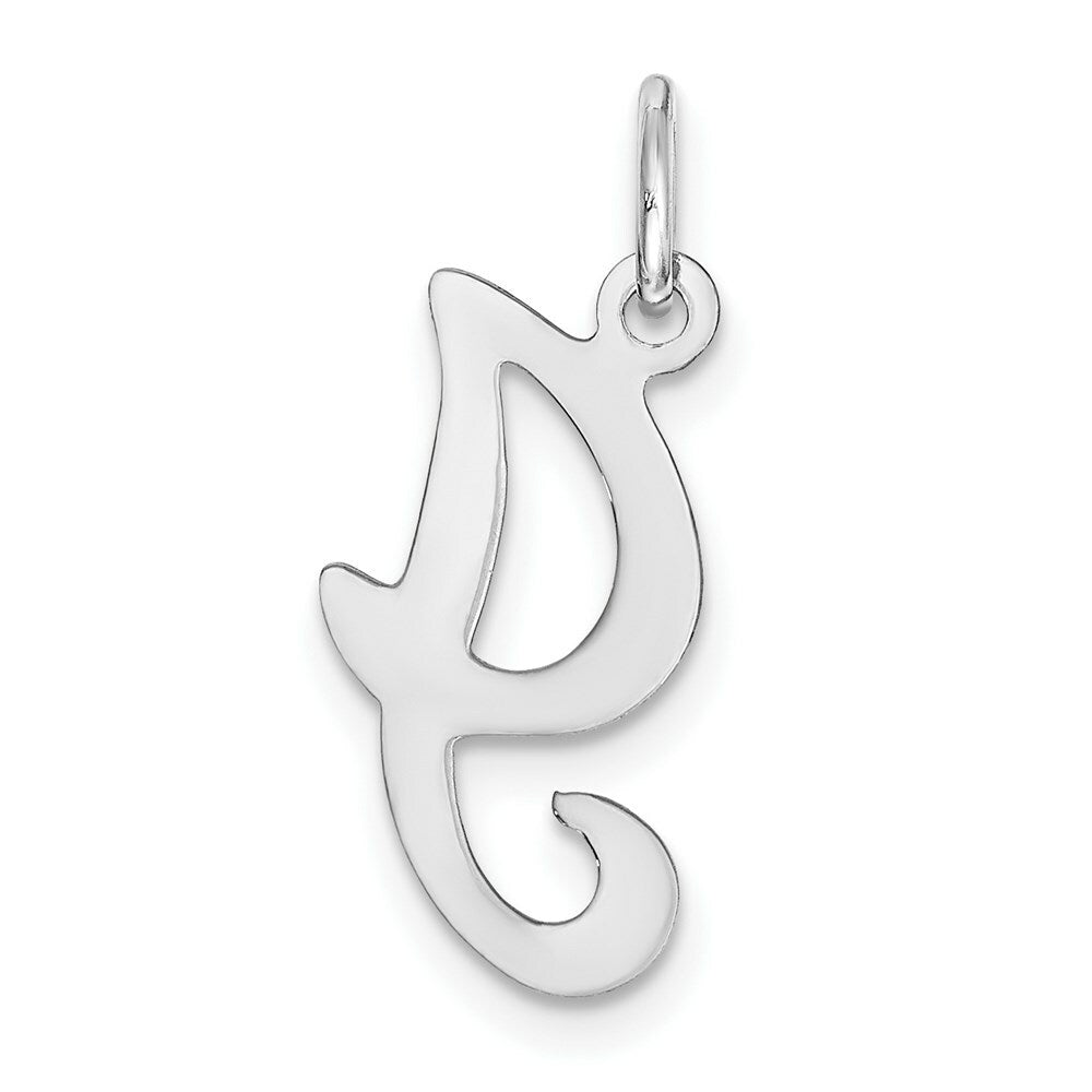 14K White Gold Initial Letter I Charm Pendant