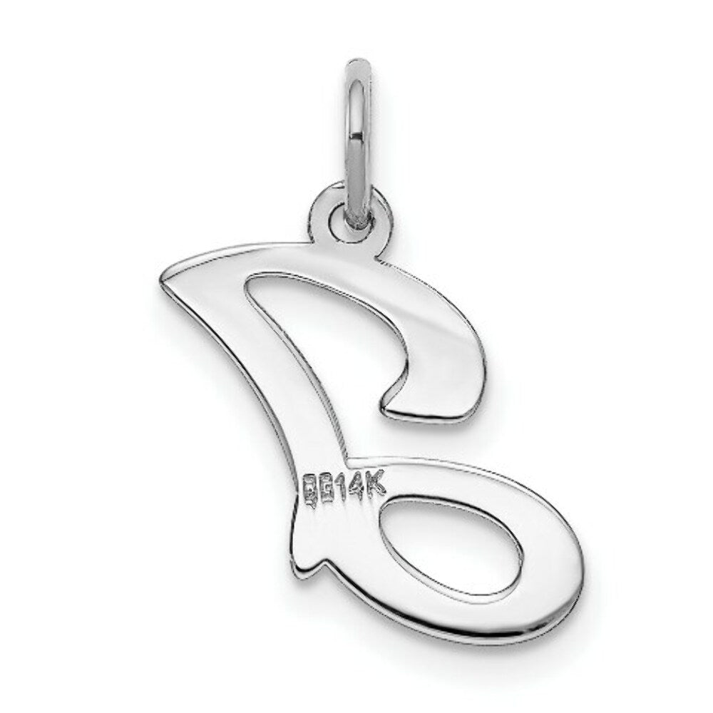 14K White Gold Initial Letter J Charm Pendant