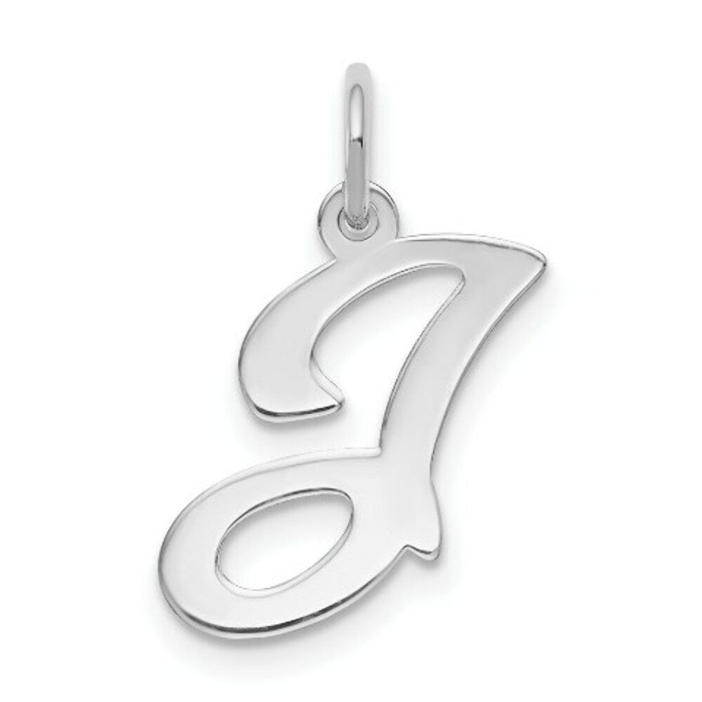 14K White Gold Initial Letter J Charm Pendant