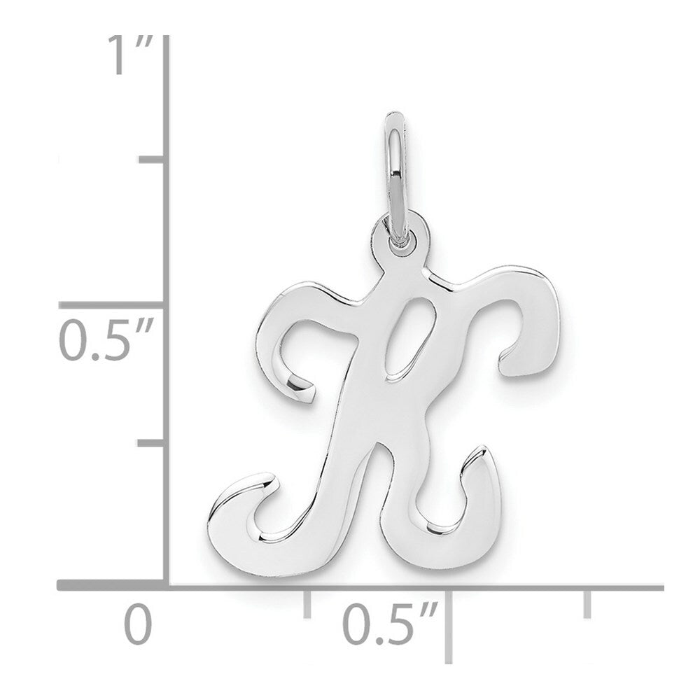 14K White Gold Initial Letter K Charm Pendant