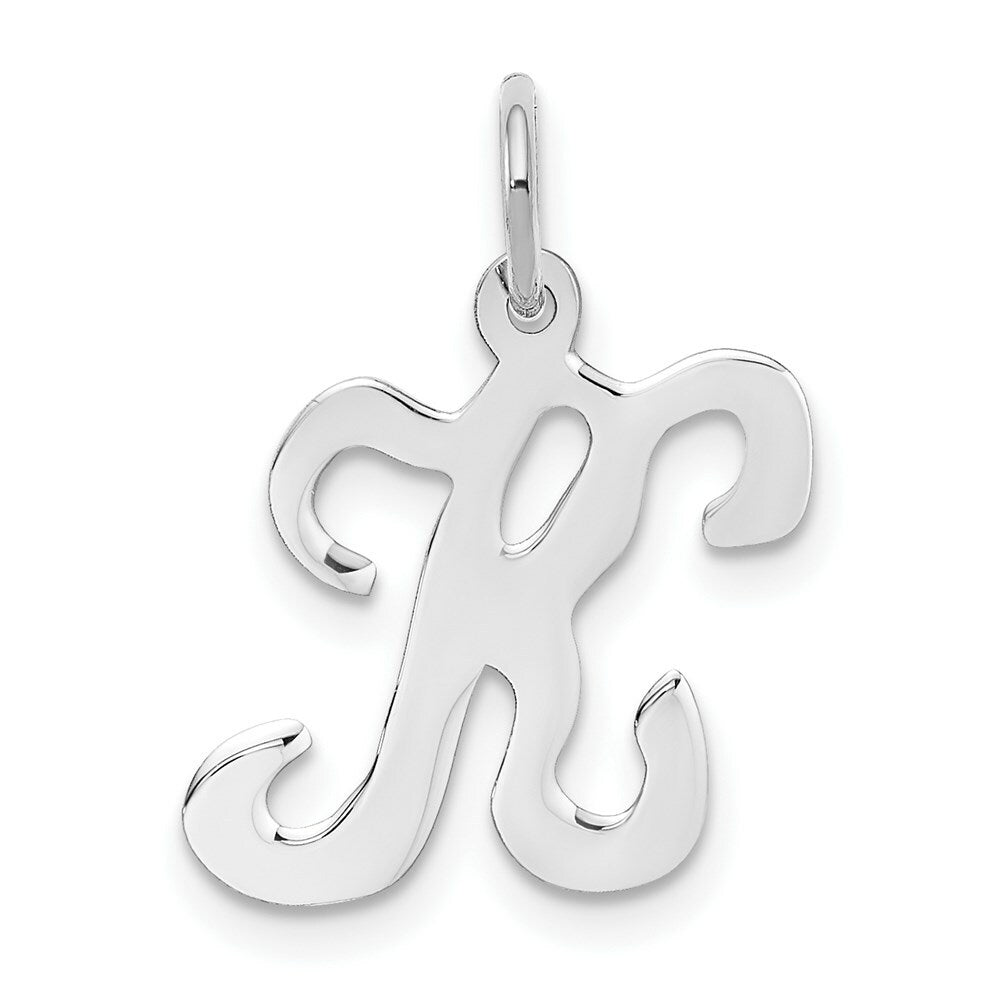14K White Gold Initial Letter K Charm Pendant