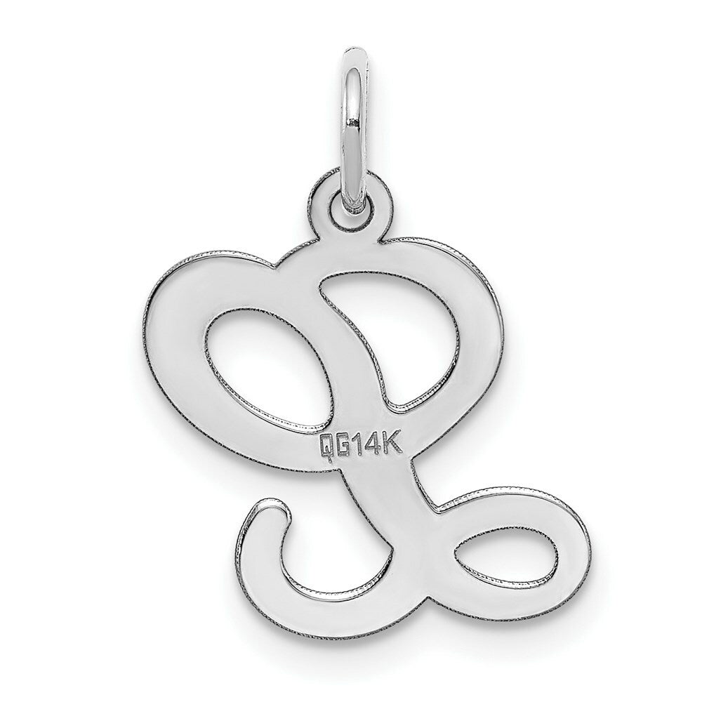 14K White Gold Initial Letter L Charm Pendant