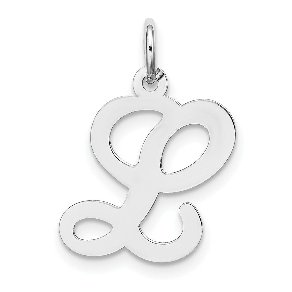 14K White Gold Initial Letter L Charm Pendant