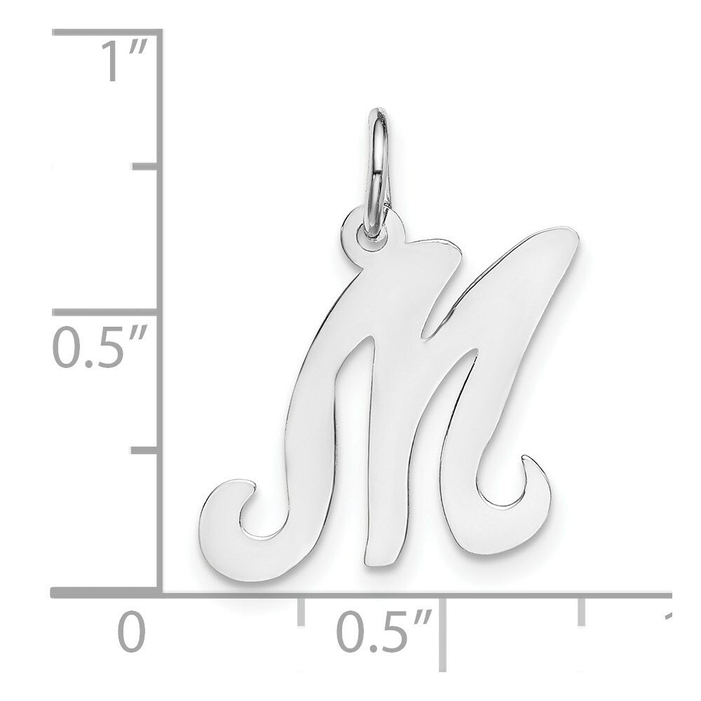 14K White Gold Initial Letter M Charm Pendant