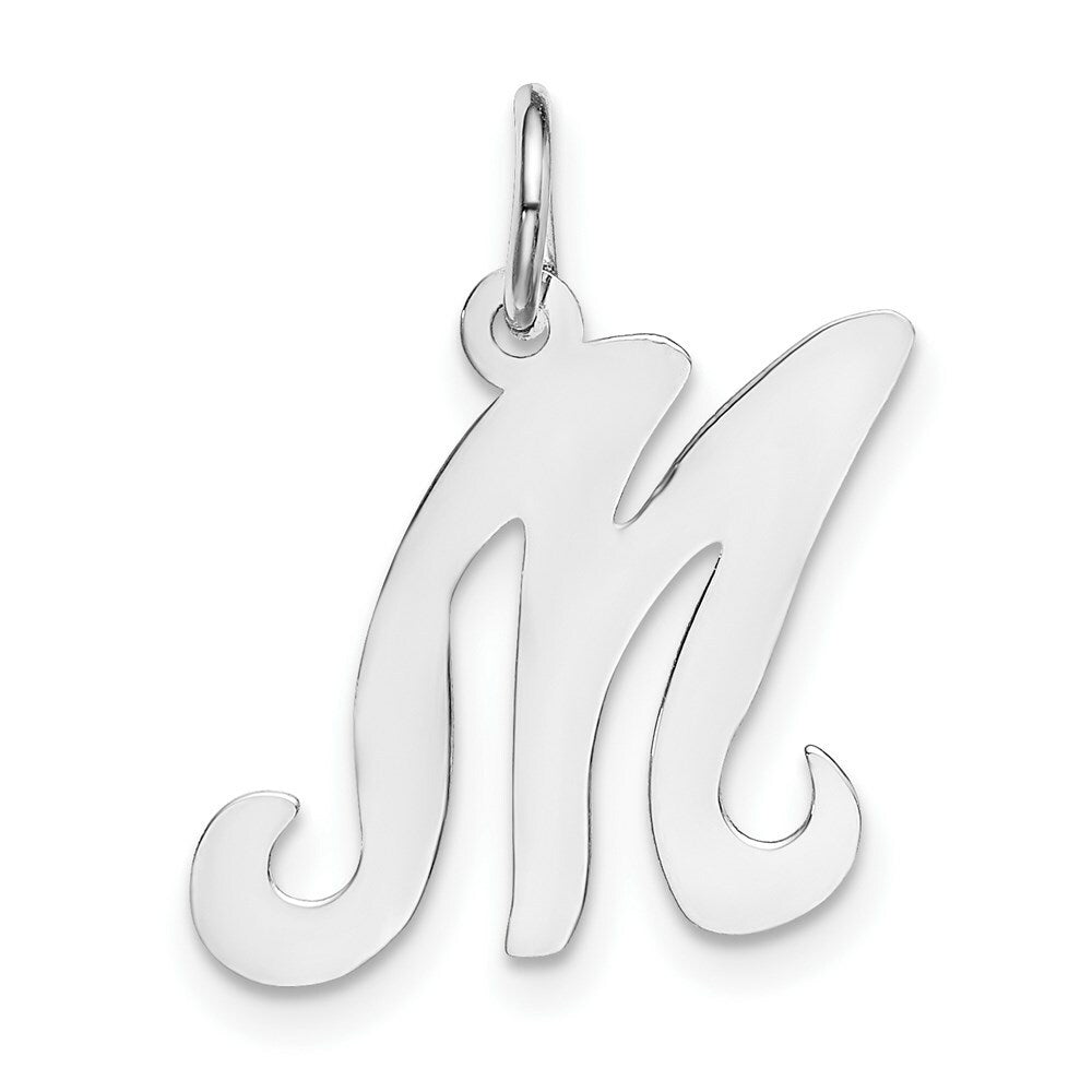 14K White Gold Initial Letter M Charm Pendant