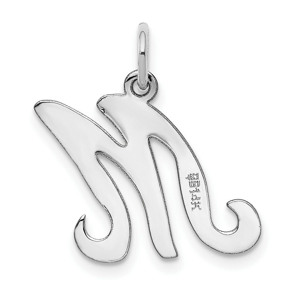 14K White Gold Initial Letter M Charm Pendant