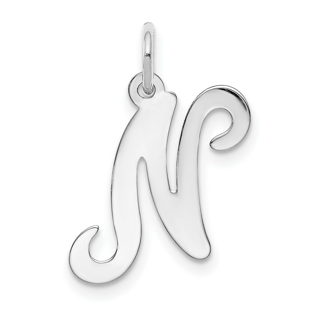 14K White Gold Initial Letter N Charm Pendant