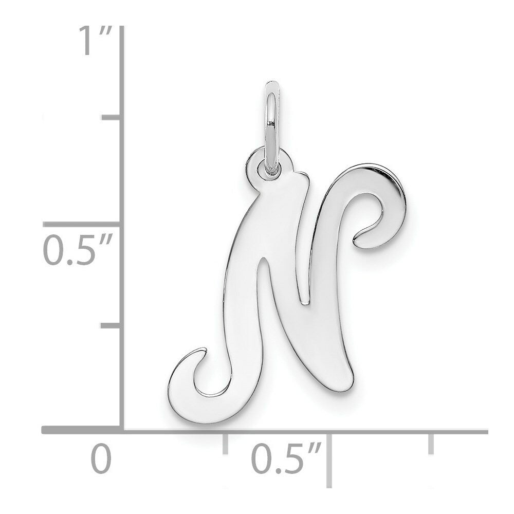 14K White Gold Initial Letter N Charm Pendant