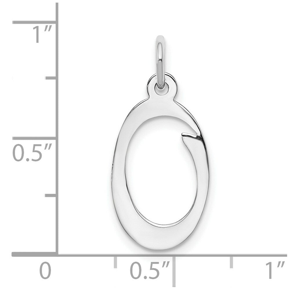 14K White Gold Initial Letter O Charm Pendant