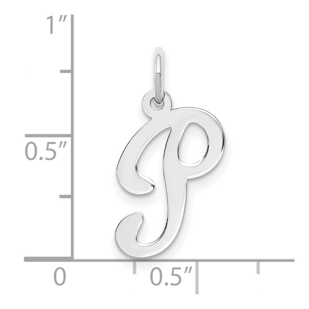 14K White Gold Initial Letter P Charm Pendant