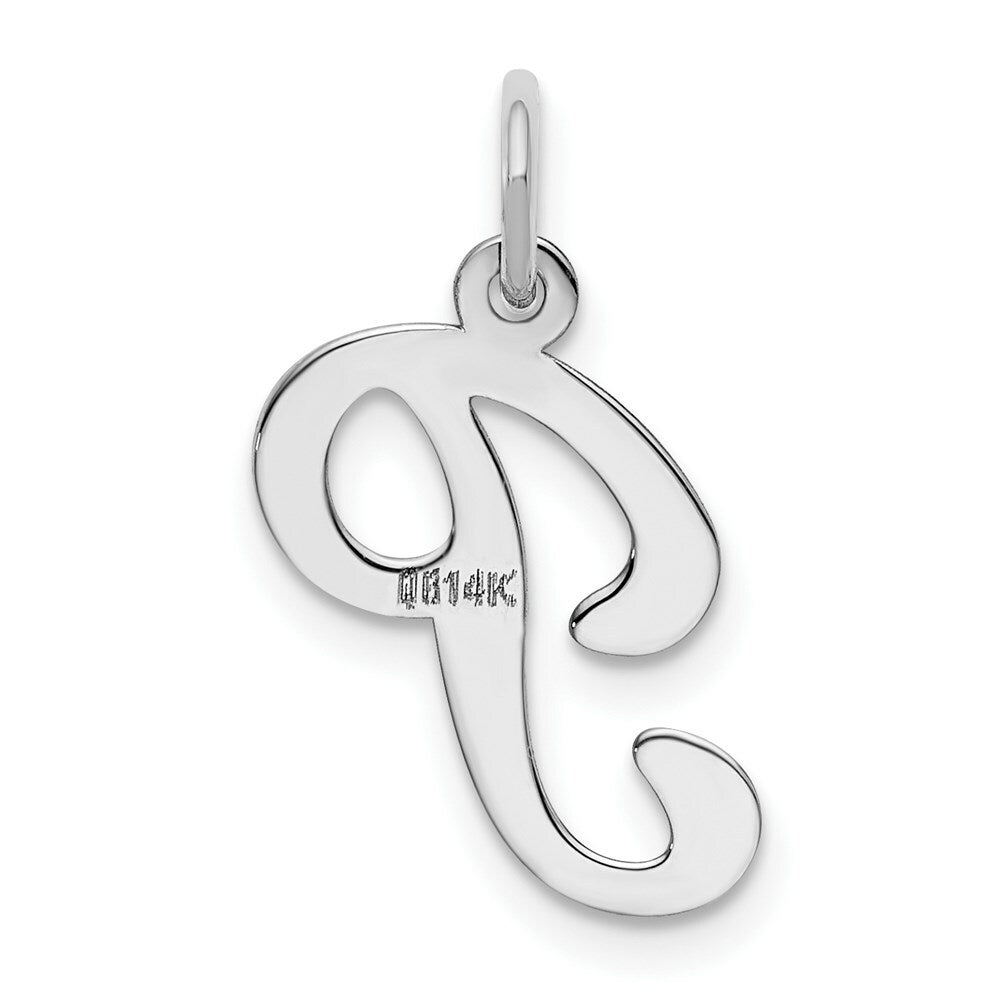 14K White Gold Initial Letter P Charm Pendant