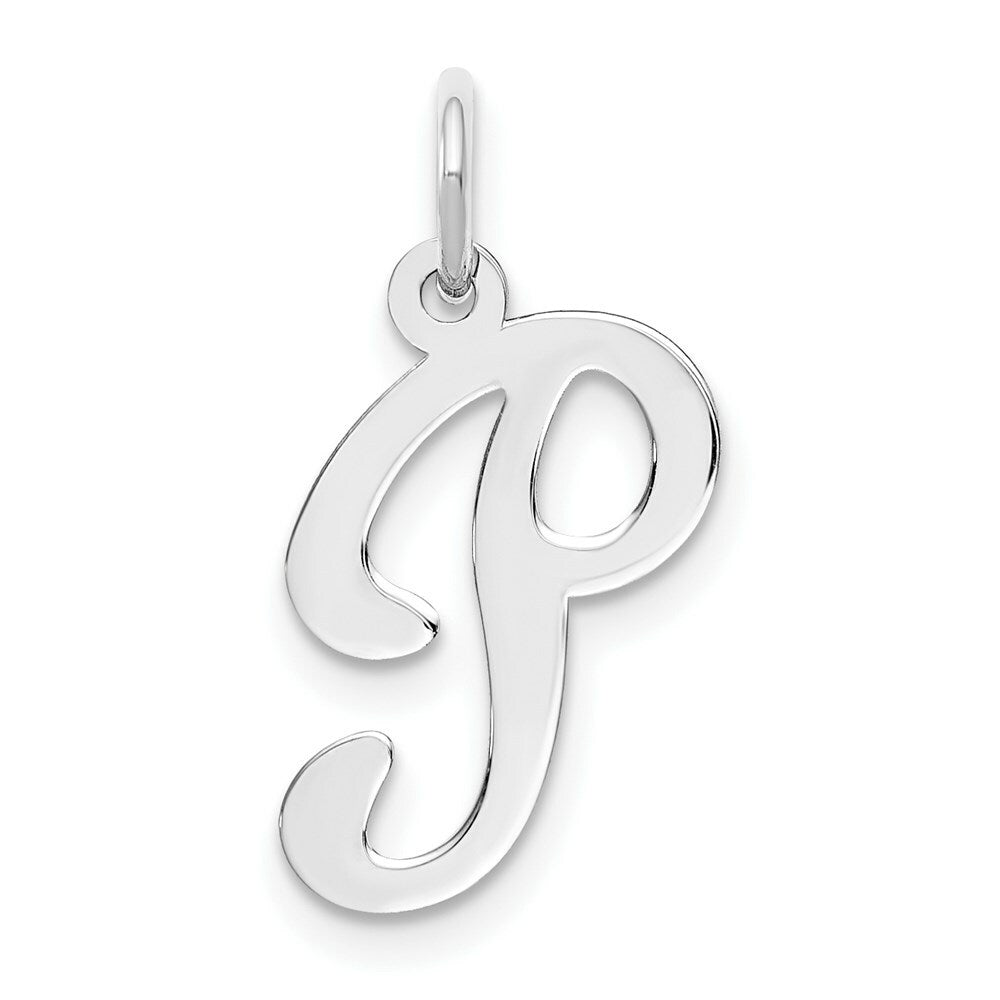 14K White Gold Initial Letter P Charm Pendant