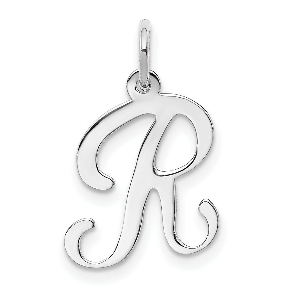 14K White Gold Initial Letter R Charm Pendant