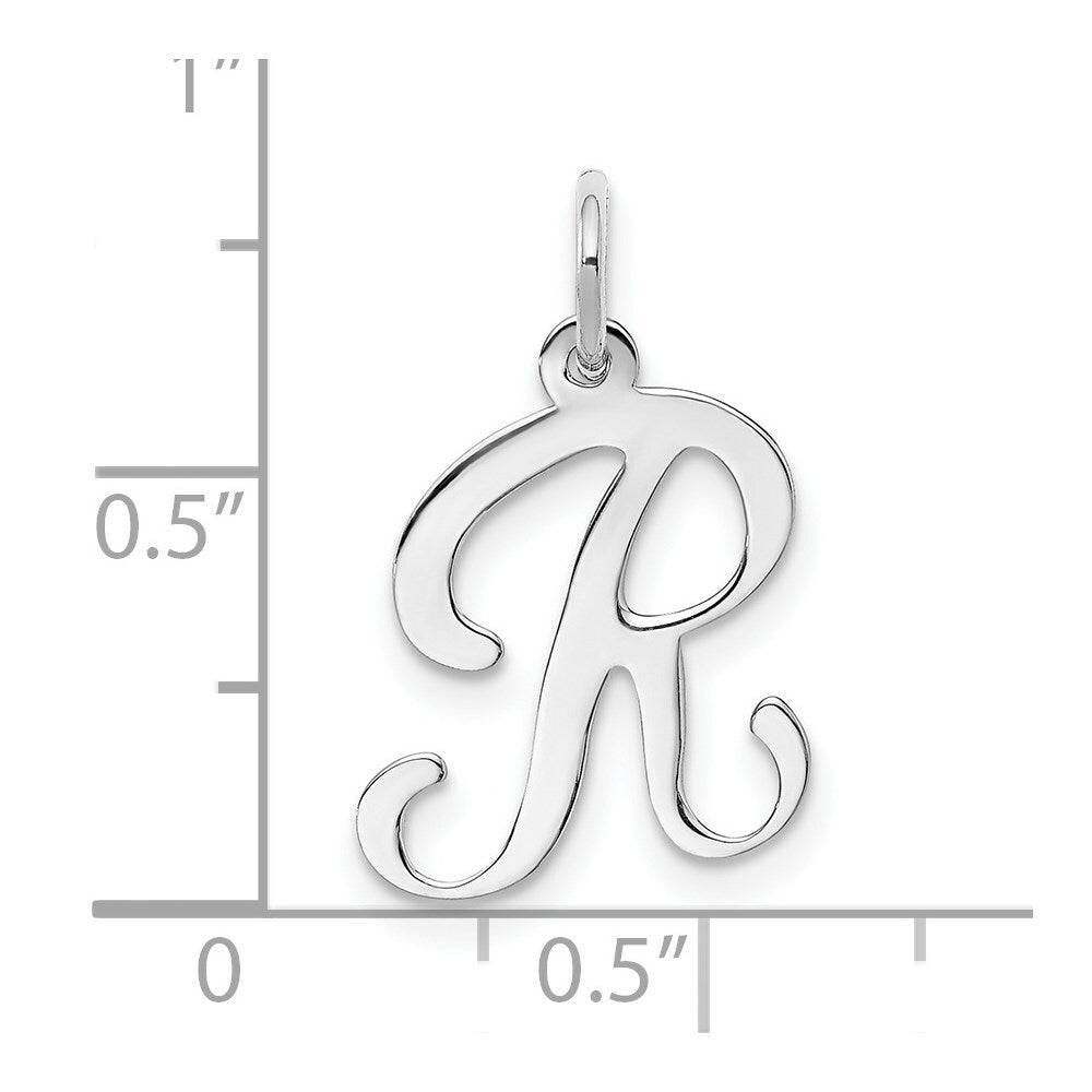 14K White Gold Initial Letter R Charm Pendant