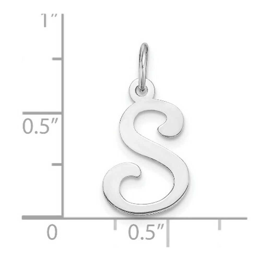 14K White Gold Initial Letter S Charm Pendant