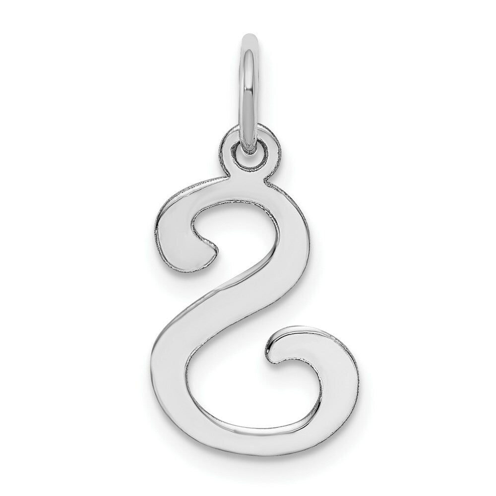 14K White Gold Initial Letter S Charm Pendant