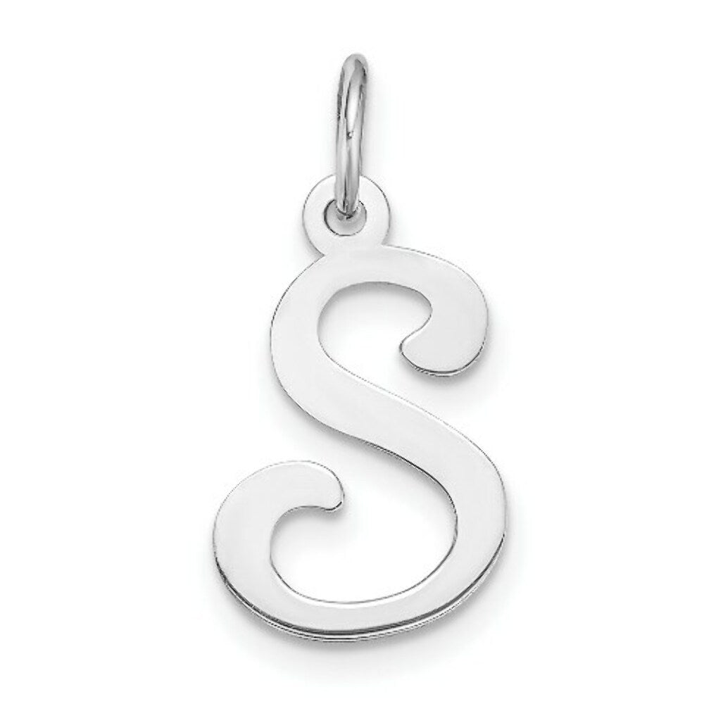 14K White Gold Initial Letter S Charm Pendant