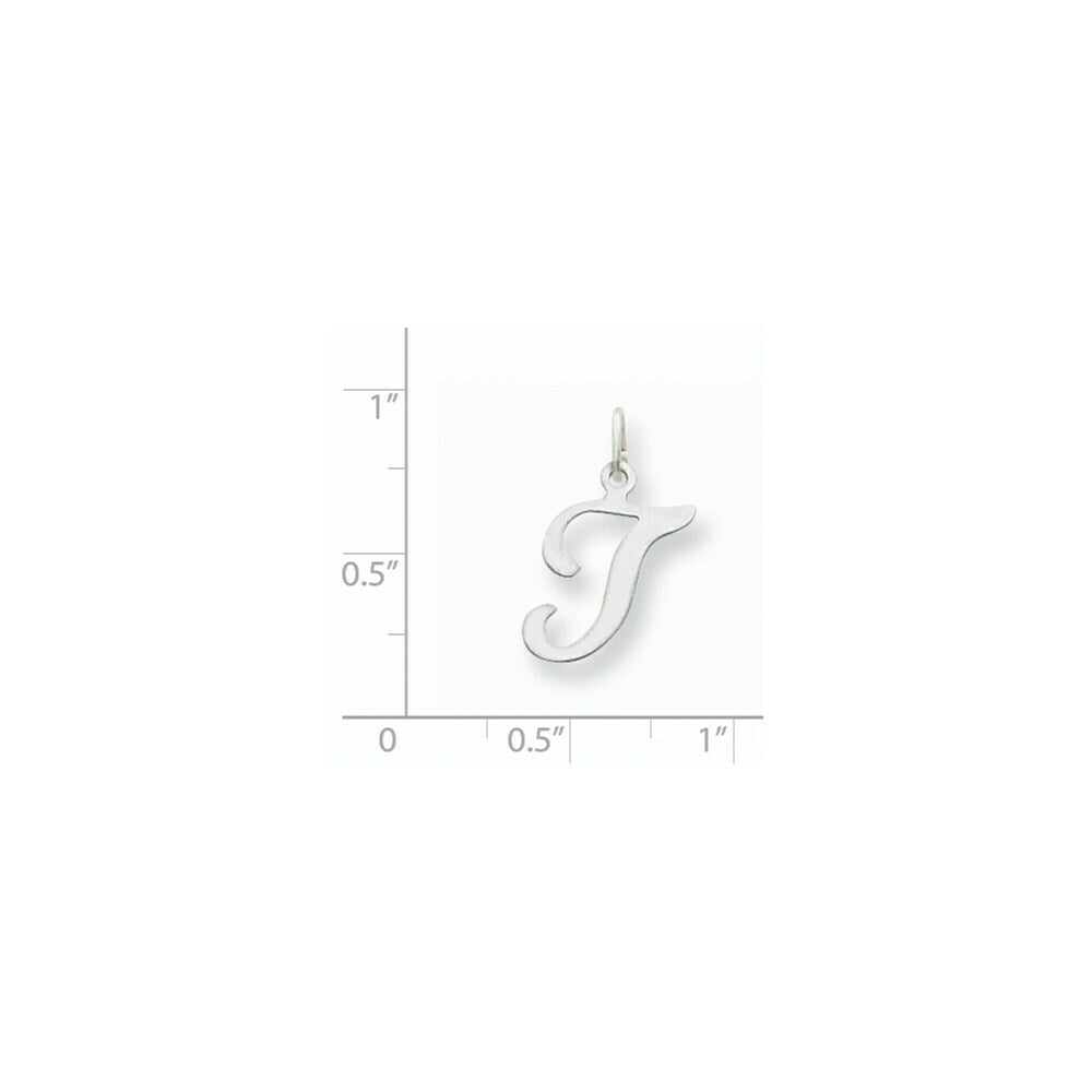 14K White Gold Initial Letter T Charm Pendant