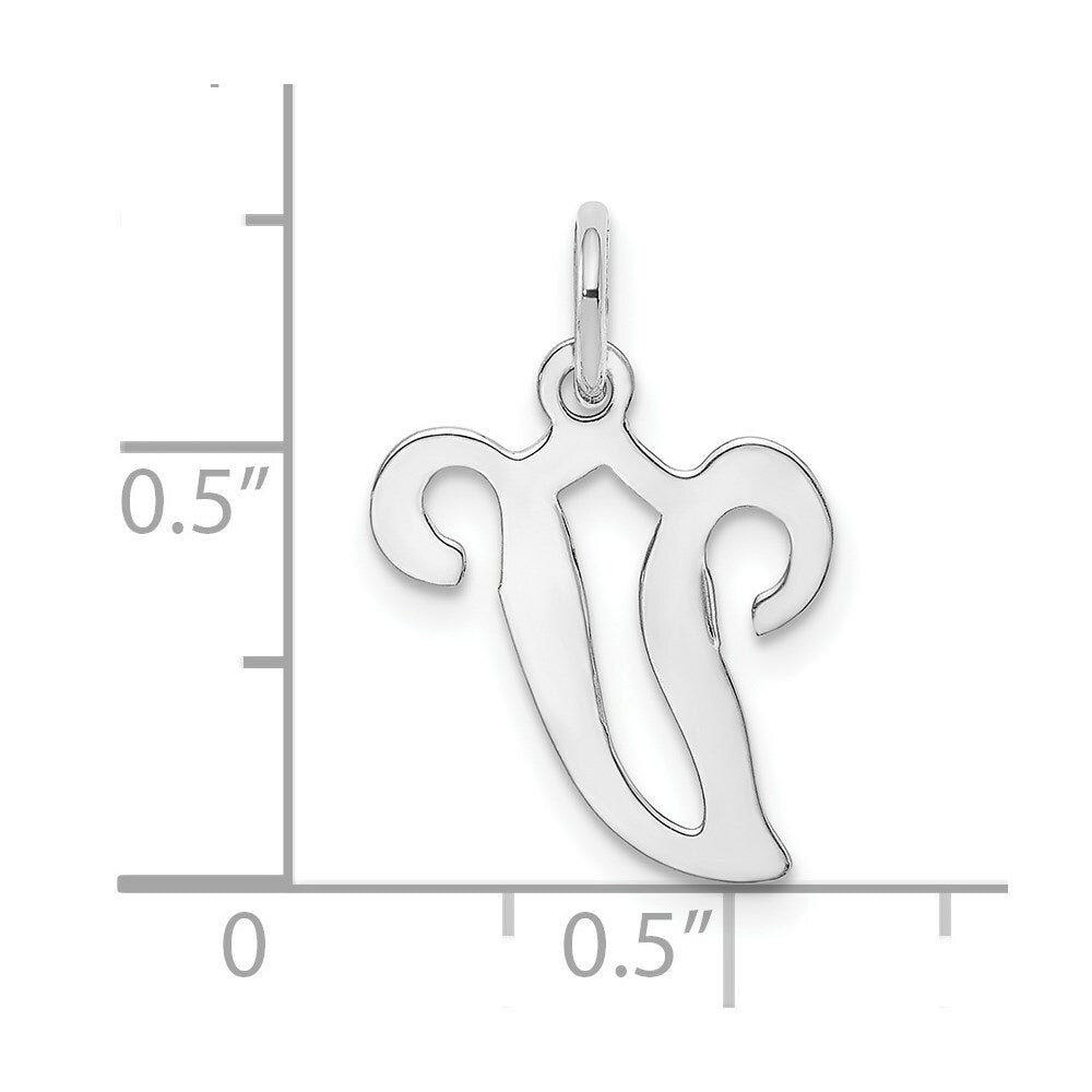 14K White Gold Initial Letter V Charm Pendant