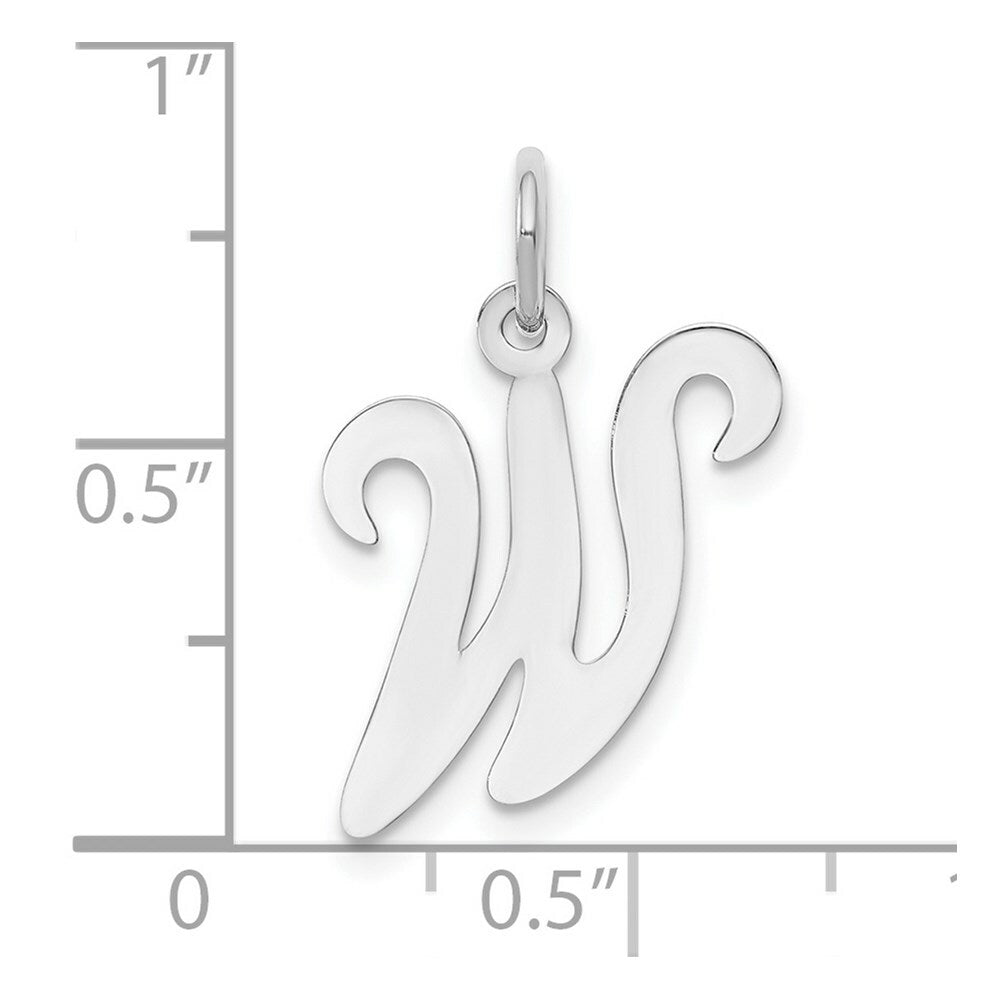 14K White Gold Initial Letter W Charm Pendant