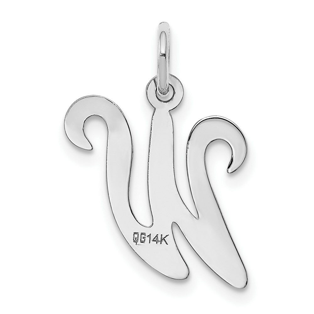 14K White Gold Initial Letter W Charm Pendant