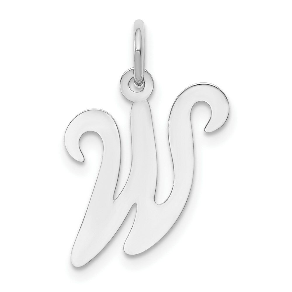 14K White Gold Initial Letter W Charm Pendant