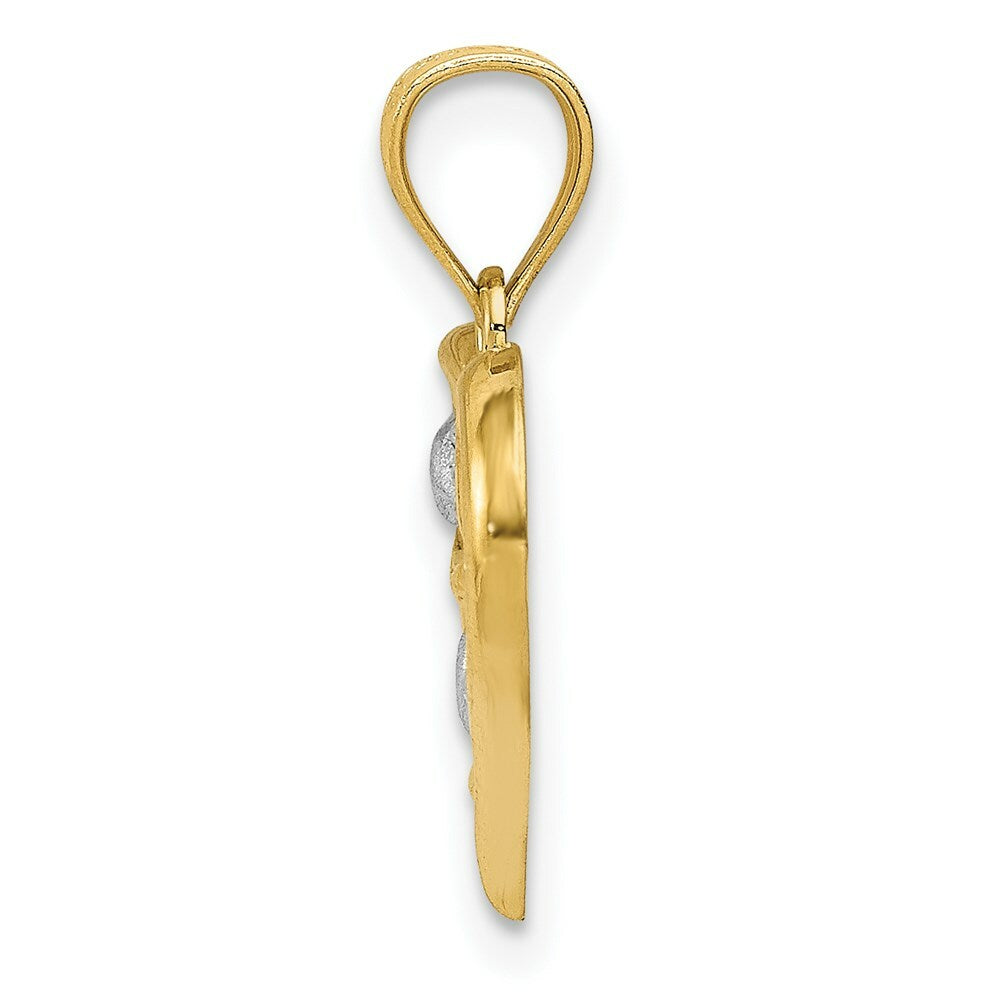 14K Yellow Gold & Rhodium Heart Pendant