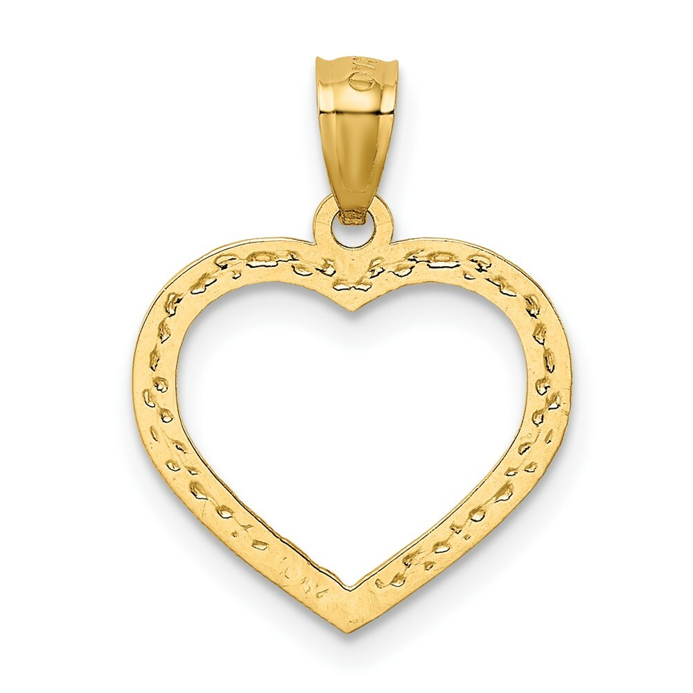 14K Yellow Gold Diamond-cut Nugget Heart Pendant