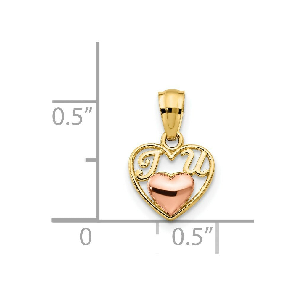 14K Two-tone Gold Mini I Love U Charm