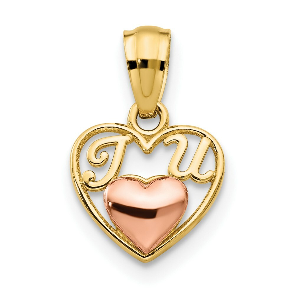 14K Two-tone Gold Mini I Love U Charm