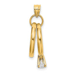 Load image into Gallery viewer, 14K Yellow Gold Large Wedding Rings With CZ Charm Pendant
