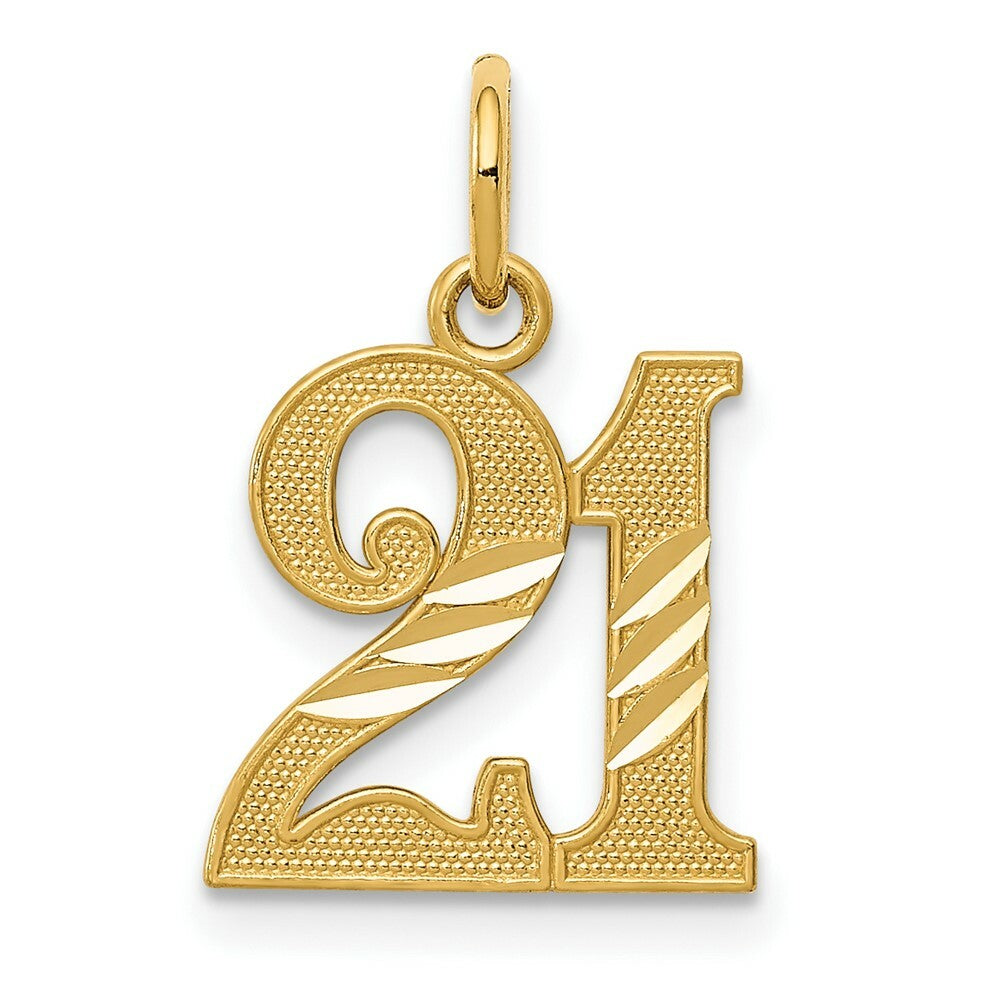 14K Yellow Gold Diamond-cut 21 Pendant