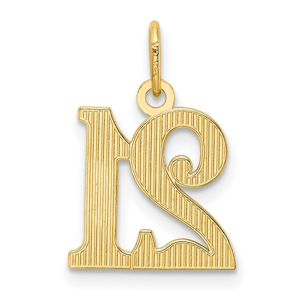 14K Yellow Gold Diamond-cut 21 Pendant