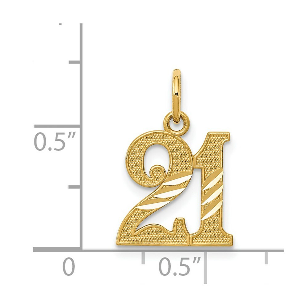14K Yellow Gold Diamond-cut 21 Pendant