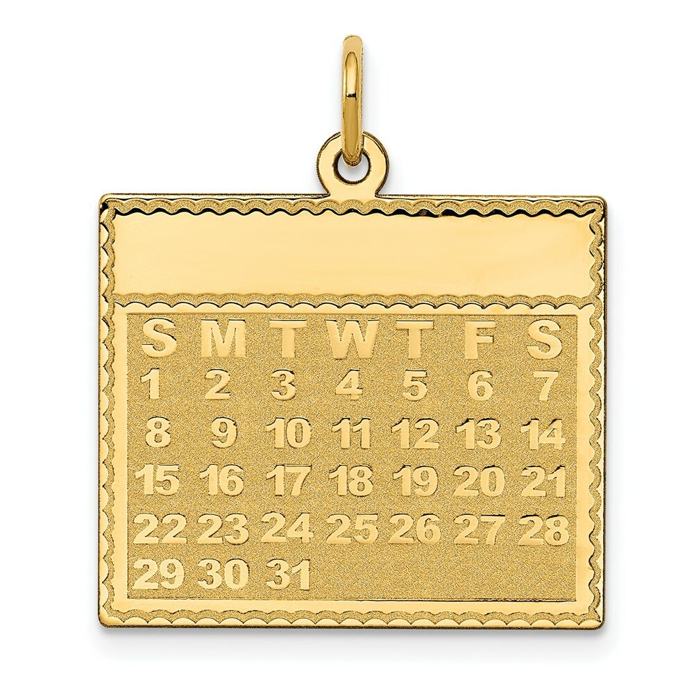 14K Yellow Gold Sunday the First Day Calendar Pendant