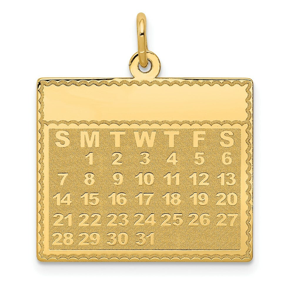 14K Yellow Gold Monday the First Day Calendar Pendant