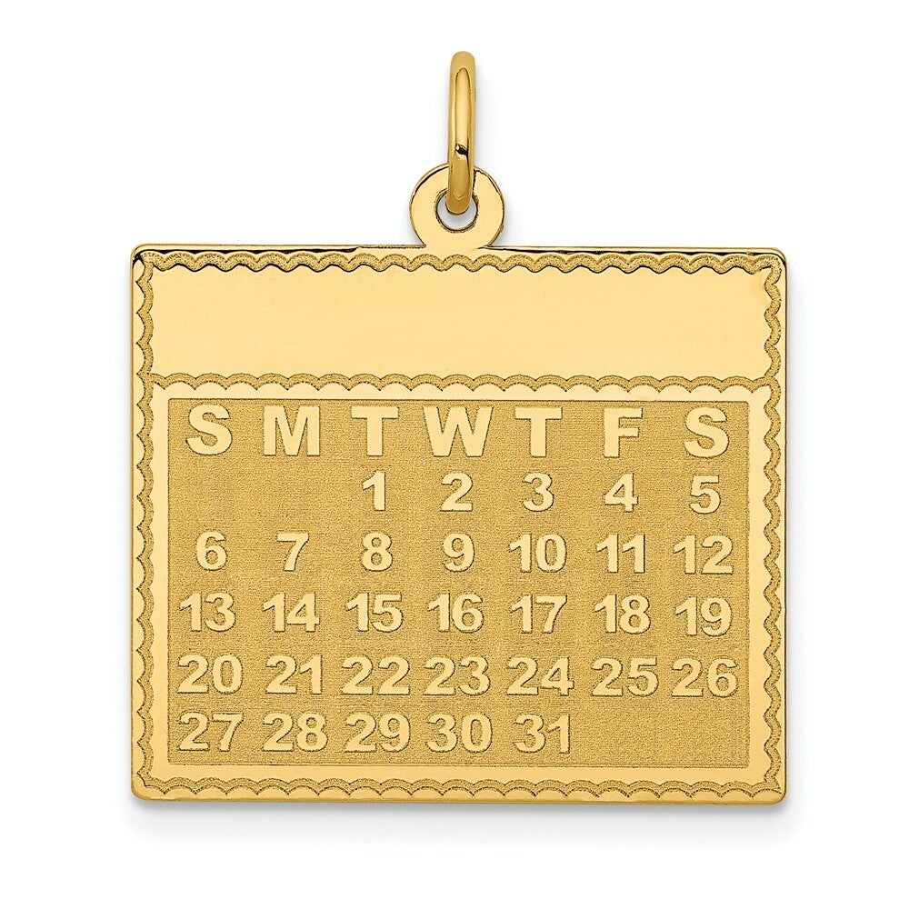 14K Yellow Gold Tuesday the First Day Calendar Pendant