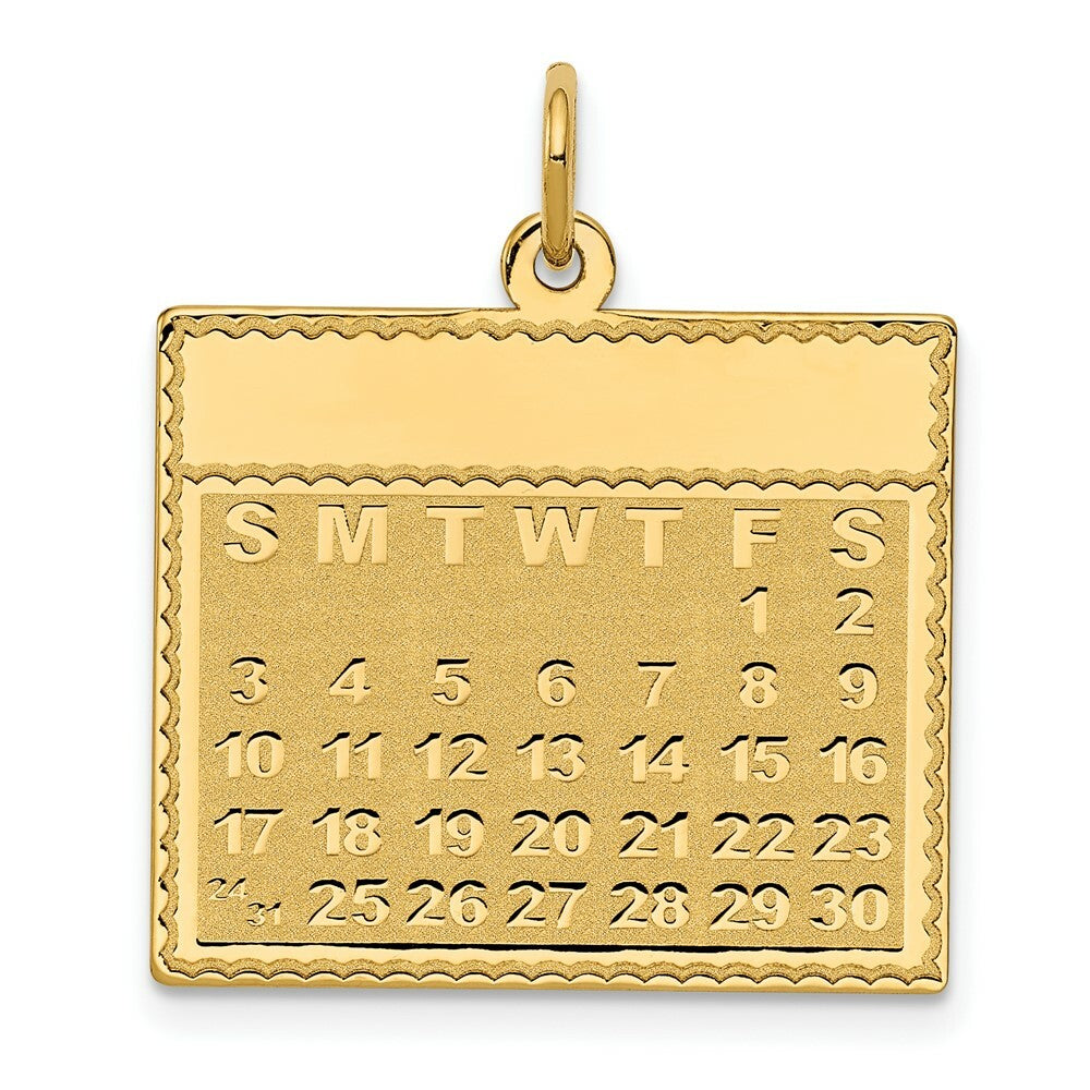 14K Yellow Gold Friday the First Day Calendar Pendant