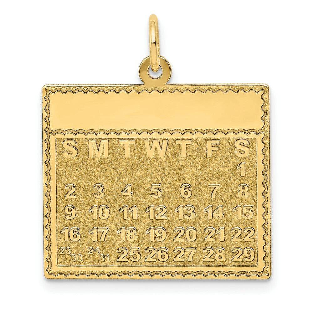 14K Yellow Gold Saturday the First Day Calendar Pendant