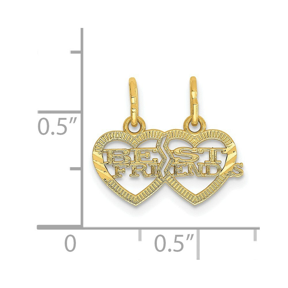14K Yellow Gold Double Heart Best Friends Break-apart Charm