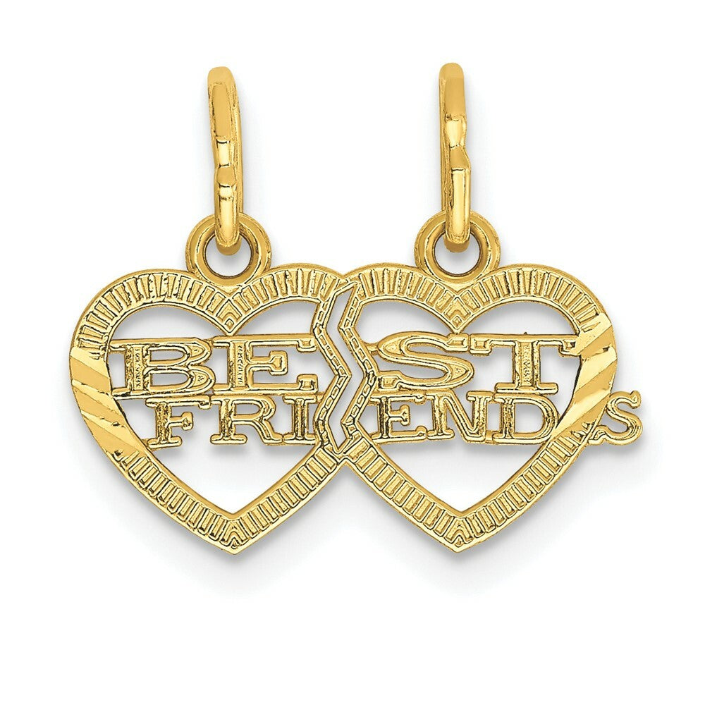 14K Yellow Gold Double Heart Best Friends Break-apart Charm