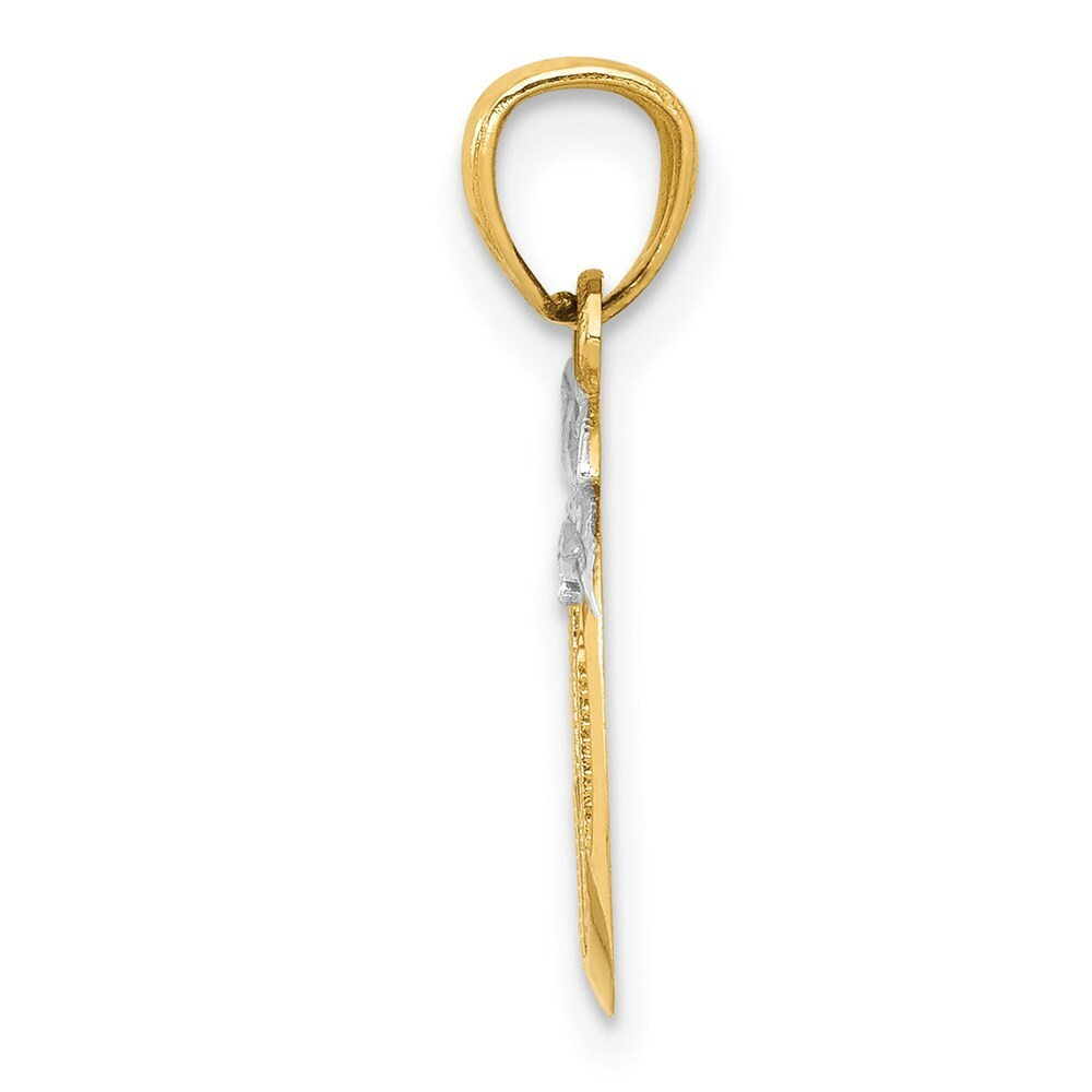 14K Yellow Gold & Rhodium Cut-out New York Skyline in Apple Pendant