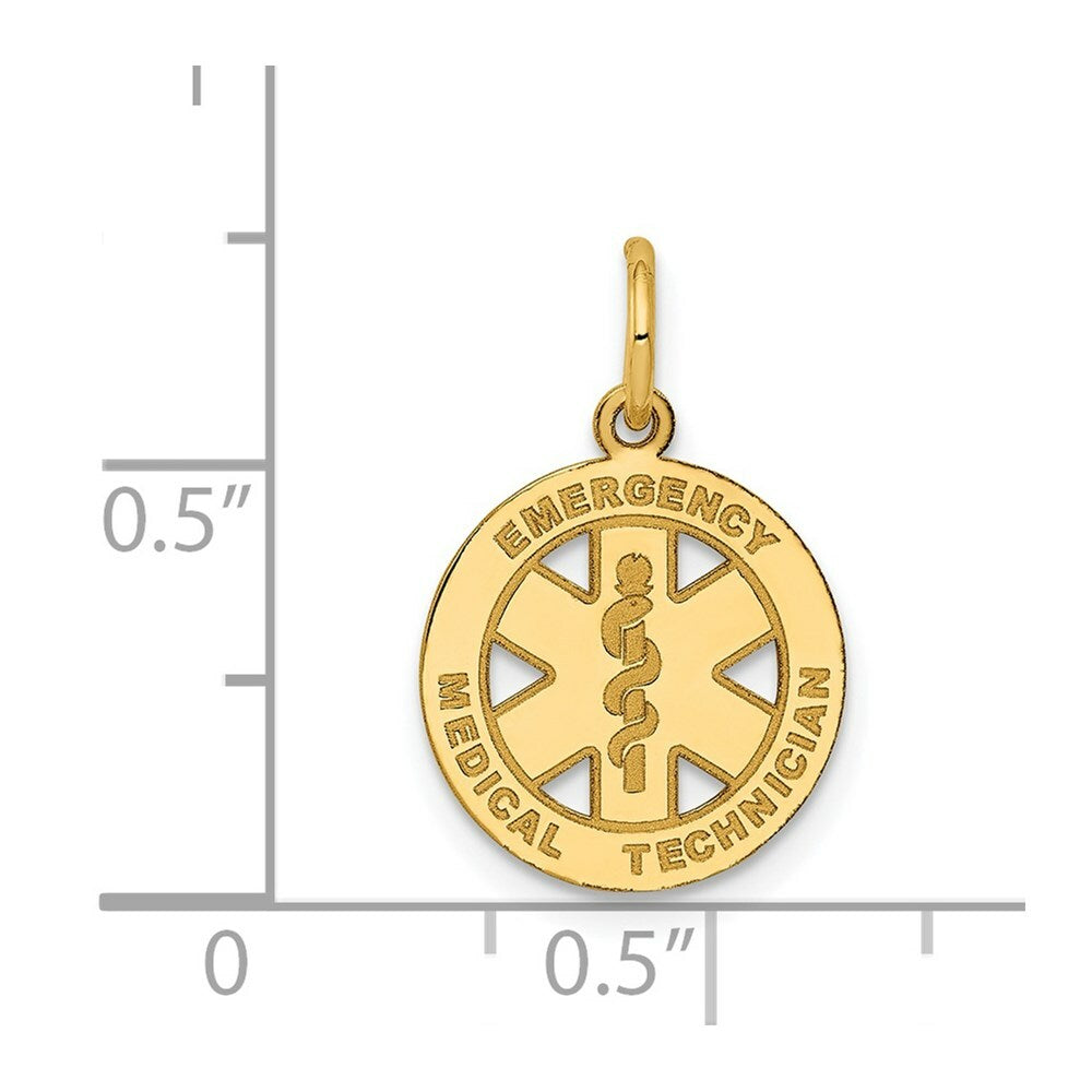14K Yellow Gold Small EMT Medical Charm