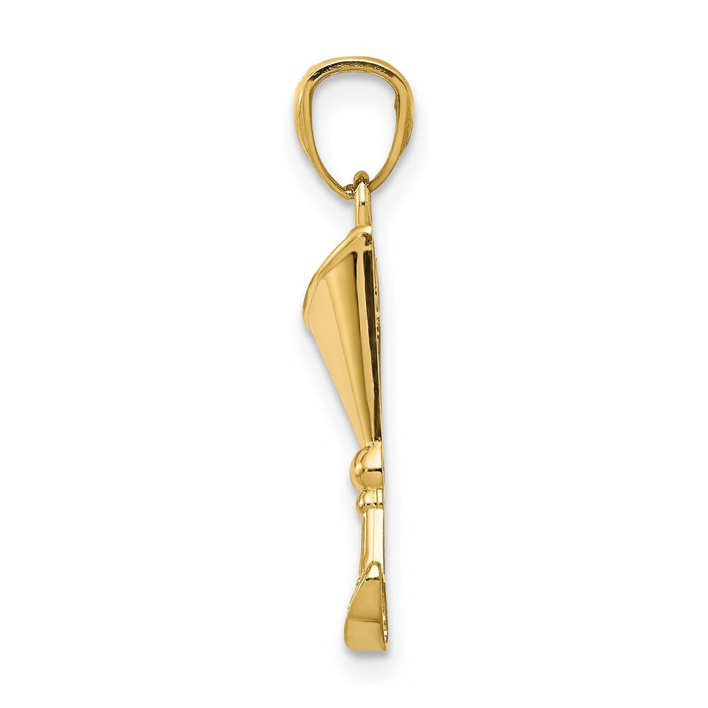 14K Yellow Gold Martini Glass with Green CZ Olive Pendant